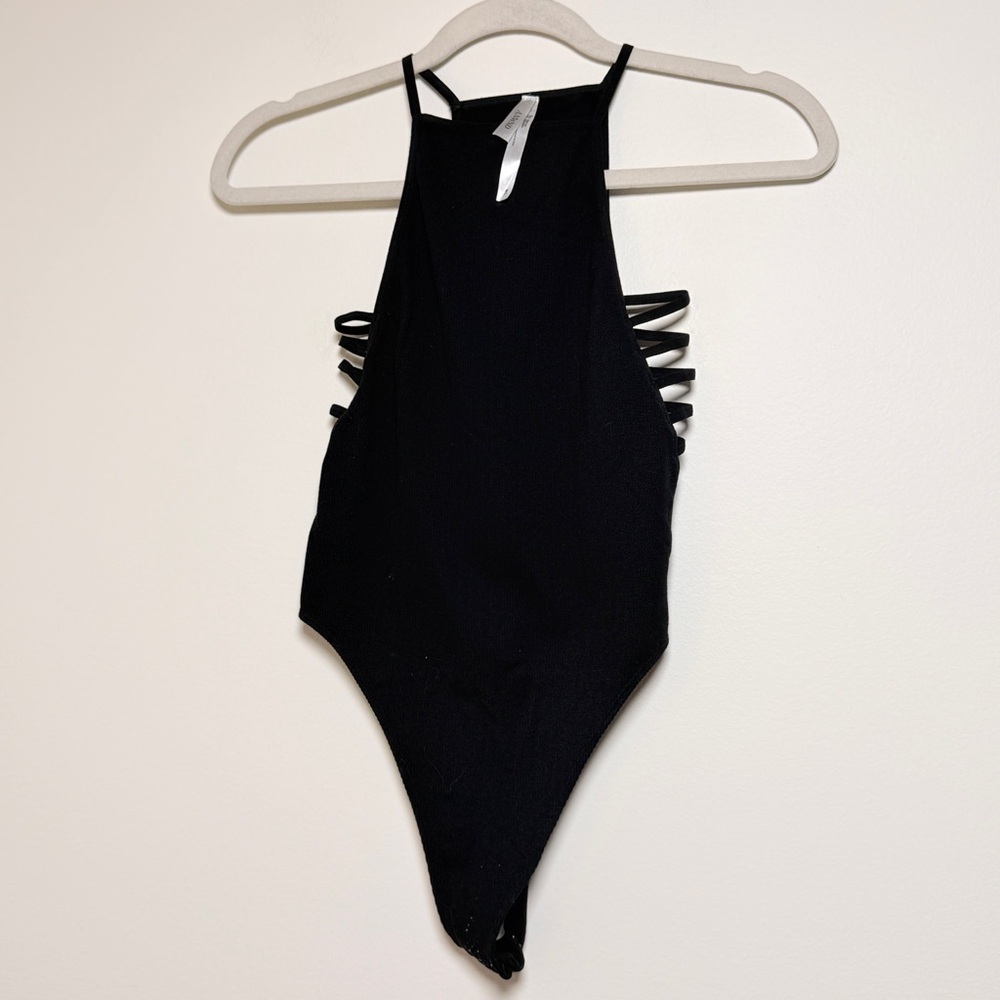 Elegant Black Strappy Bodysuit